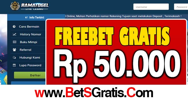 RamaTogel Freebet Gratis Rp 50.000 Tanpa Deposit