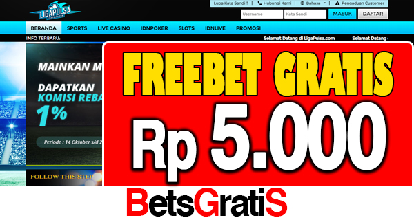 LigaPulsa Freechip Gratis Rp 5.000 Tanpa Deposit