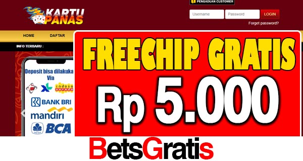 KartuPanas Freechip Gratis Rp 5.000 Tanpa Deposit