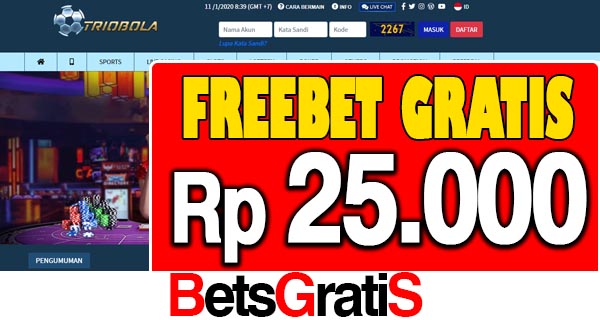 TrioBola Freebet Gratis Rp 25.000 Tanpa Deposit