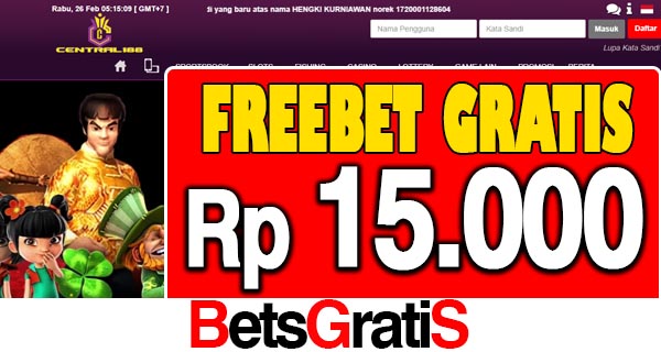 Central188 Freebet Gratis RP 15.000 Tanpa Deposit