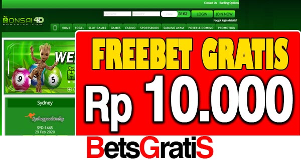 Bonsai4D Freebet Gratis Rp 10.000 Tanpa Deposit