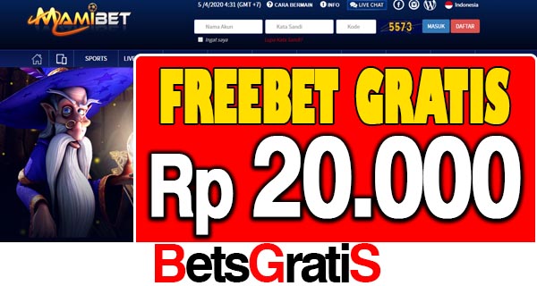 MamiBet Freebet Gratis Rp 20.000 Tanpa Deposit