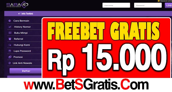 Saba4D Freebet Gratis Rp 15.000 Tanpa Deposit