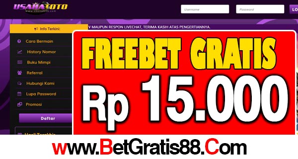 UsahaToto Freebet Gratis Rp 15.000 Tanpa Deposit