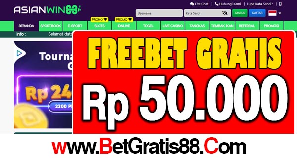 AsianWin88 Freebet Gratis Rp 50.000 Tanpa Deposit