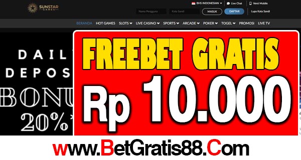 SunStarGames Freebet Gratis Rp 20.000 Tanpa Deposit