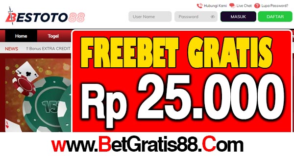 Bestoto88 Freebet Gratis Rp 25.000 Tanpa Deposit