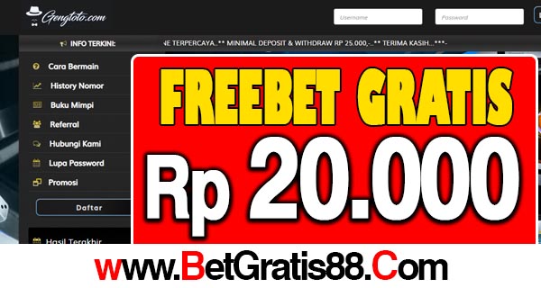 GengToto Freebet Gratis Rp 20.000 Tanpa Deposit