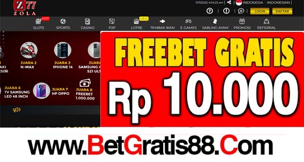 ZOLA77 Freebet Gratis Rp 10.000 Tanpa Deposit