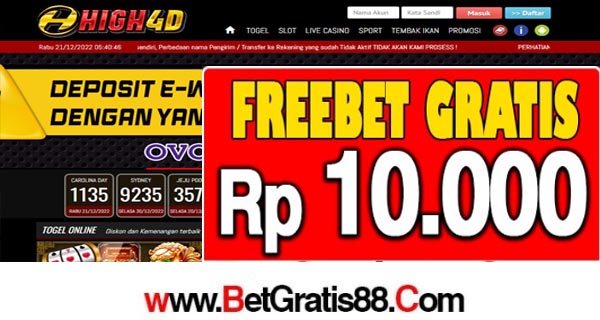 HIGH4D Freebet Gratis Rp 10.000 Tanpa Deposit