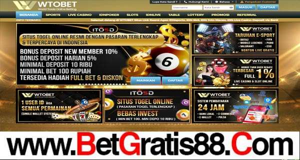 WTOBET BONUS SLOT MEMBER BARU 100%